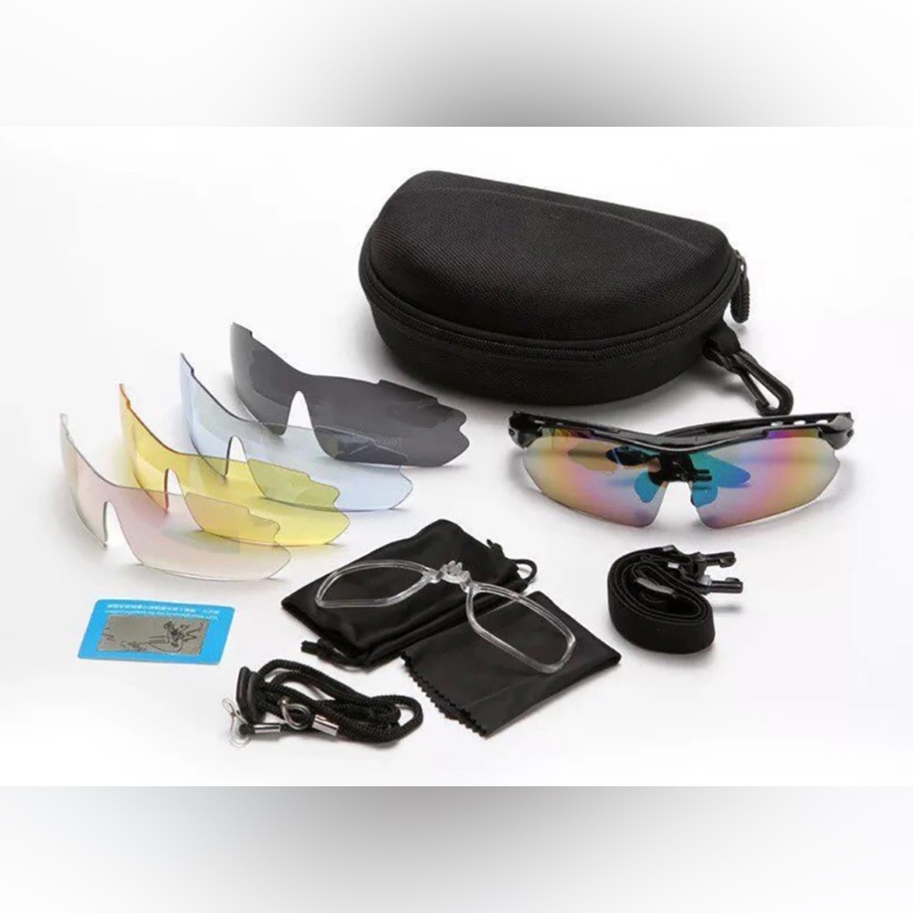 Outdoor Sports Riding Sunglasses.  5 Changeable Lens Variations. Comfy Nose-pads
